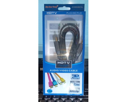 Кабель HDMI 1.5м плоский чорний