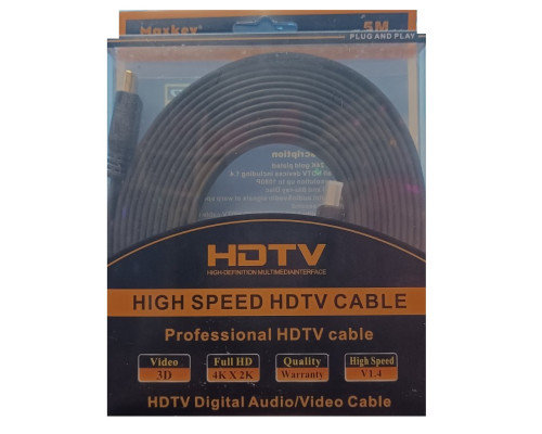 Кабель HDMI 5м плоский чорний Maxkey