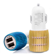 Зарядний пристрій 12V 2 USB кругла рефленова в кольорі