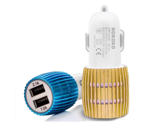 Зарядний пристрій 12V 2 USB кругла рефленова в кольорі