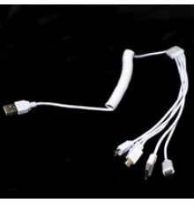 Кабель 5в1-USB U7 пружина біла