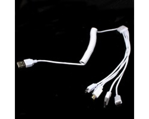 Кабель 5в1-USB U7 пружина біла