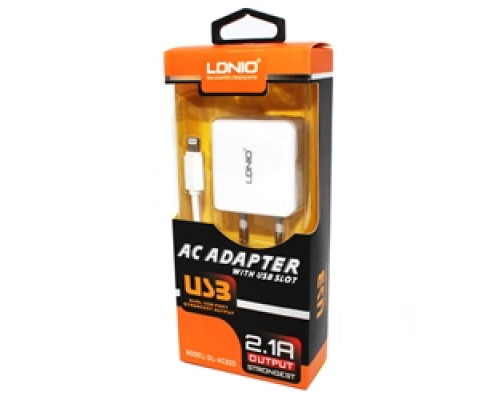 Зарядний пристрій 220v 2 USB + шнур Iph
