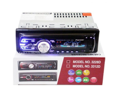 Автомагнітола 1DIN MP3 3228D RGB/Знімна