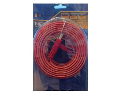 Кабель HDMI 5м плоский червоний/синій (блістр)