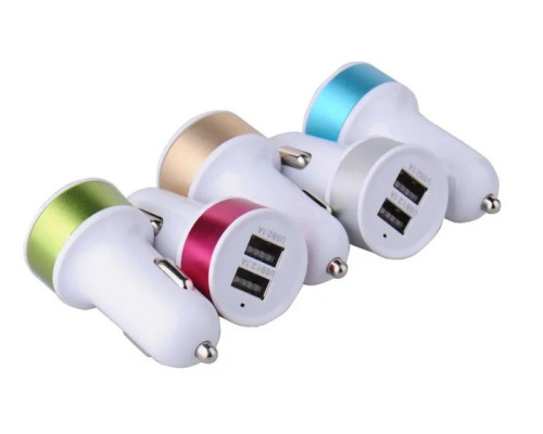 Зарядний пристрій 12V 2 USB кругла у кольорі