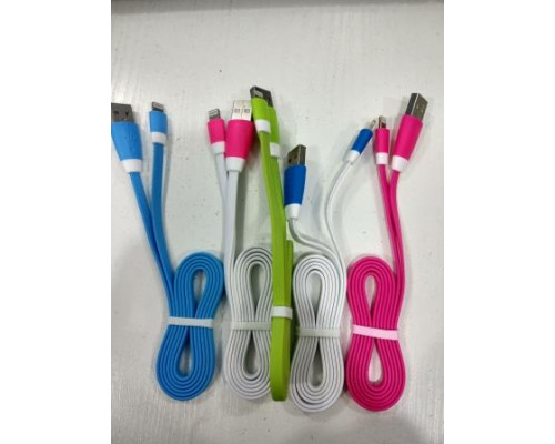 Кабель USB-Lightning (Apple) I12 локшина в кольорі
