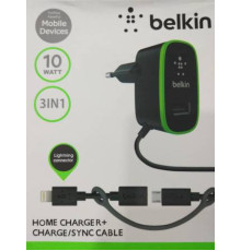 Зарядка Belkin 220v квадрат 1 USB + шнур Iph/Sam