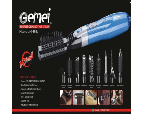 Фен Gemei GM 4833 10в1