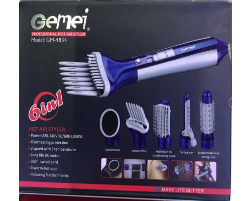 Фен Gemei GM 4834 6в1