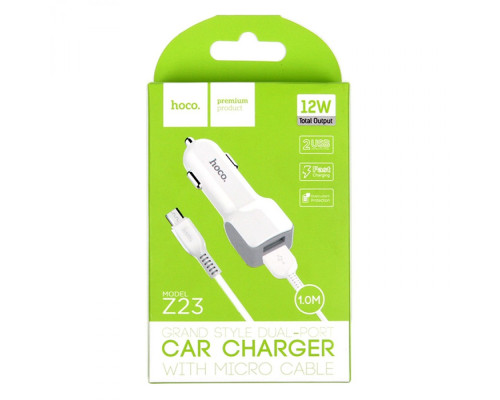 Зарядний пристрій 12V HOCO Z23+кабель MicroUSB-USB