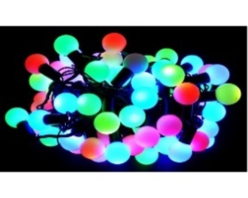 Гірлянда RD-7105 Матова кулька 80LED 7м (флеш) RGB Дріт-Чорний, Колір ламп-Мікс