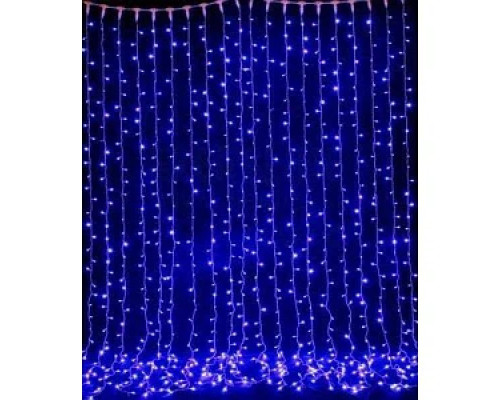 Гірлянда RD-7122 Штора вулиця 120LED (Ø 3,3) 3.5*1м (флеш) Провід-Білий, Колір ламп-Синій