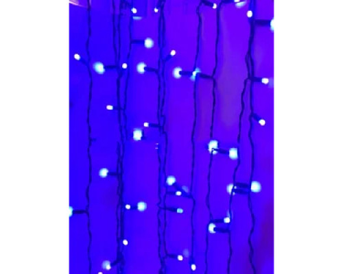 Гірлянда RD-7089 Штора вулиця 120LED (Ø 3,3) 4х1м (контрол.220V) Провід-Чорний, Колір ламп-Синій