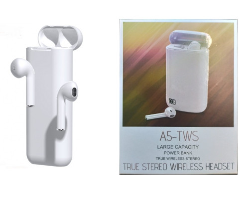 Навушники у боксі A5-TWS + power bank