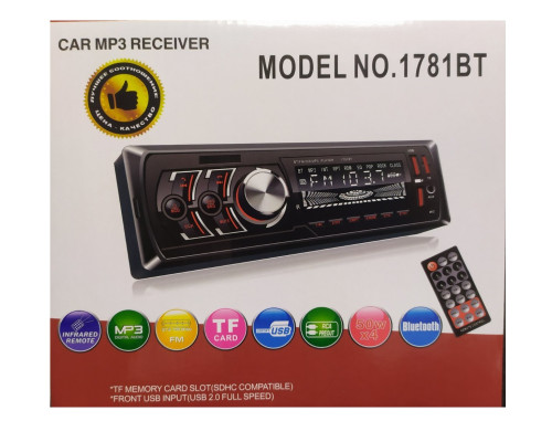 Автомагнітола 1DIN MP3 1781BT (1USB, 2USB-зарядка, TF card, bluetooth)