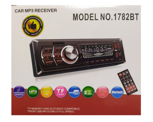 Автомагнітола 1DIN MP3 1782BT (1USB, 2USB-зарядка, TF card, bluetooth)