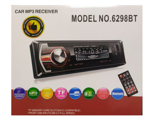 Автомагнітола 1DIN MP3 6298BT (1USB, 2USB-зарядка, TF card, bluetooth)