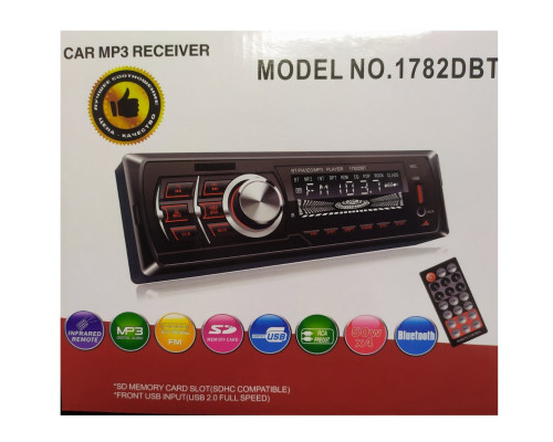 Автомагнітола 1DIN MP3 1782DBT (1USB, 2USB-зарядка, TF card, bluetooth, знімна панель)