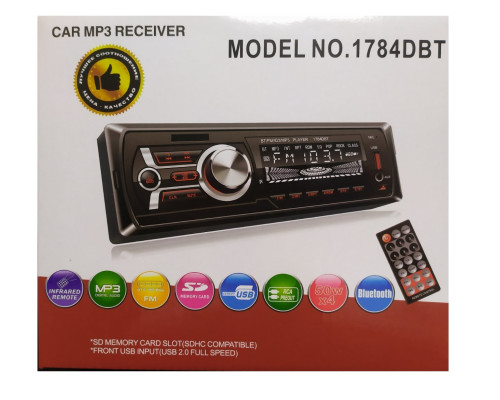 Автомагнітола 1DIN MP3 1784BT (1USB, 2USB-зарядка, TF card, bluetooth,