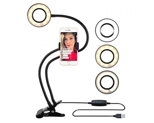 Кільцева LED лампа (ніжка з прищіпкою) (1 крепл.тел.) (USB) (9см)