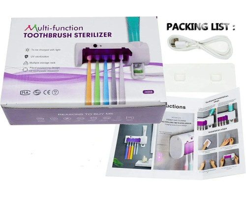 Диспенсер для зубної пасти та щіток авто Multi-function Toothbrush sterilizer JX008 (феолетова коробка) (W79)
