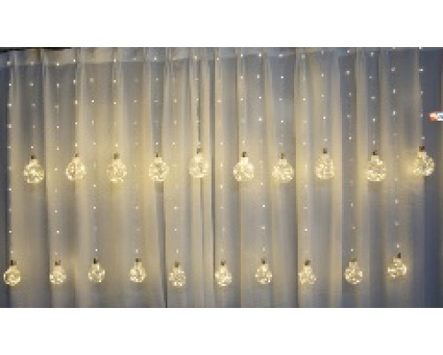 Гірлянда RD-9013 Штора 400LED 20 кульок 8 см, ширина 6m, 220v, Колір ламп-білий