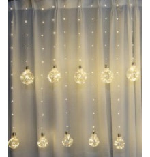 Гірлянда RD-9015 Штора 200LED 10 кульок по 8 см, підвішених під ними, завширшки 3m (контрол.220V) з хвіст. заглушкою, Колір ламп-мікс