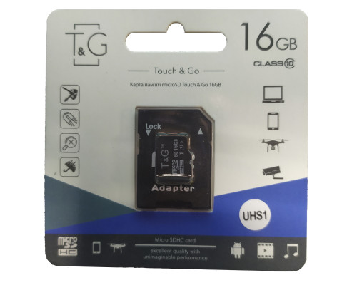 Карта пам'яті micro SDHC 16GB T&G (class10) (UHS-1) (з адаптером)