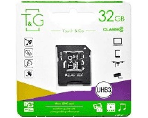 Карта пам'яті micro SDHC 32GB T&G (class10) (з адаптером)