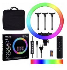 Кільцева LED лампа RGB MJ18 (45см) (3 кріплення) (пульт) (сумка)