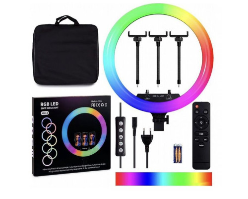 Кільцева LED лампа RGB MJ18 (45см) (3 кріплення) (пульт) (сумка)