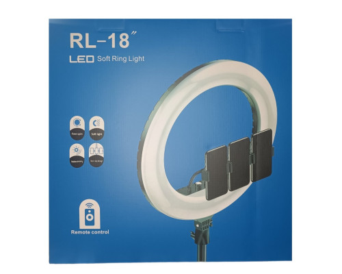 Кільцева LED лампа RL-18 (45см) (3 кріплення) (пульт) (сумка)