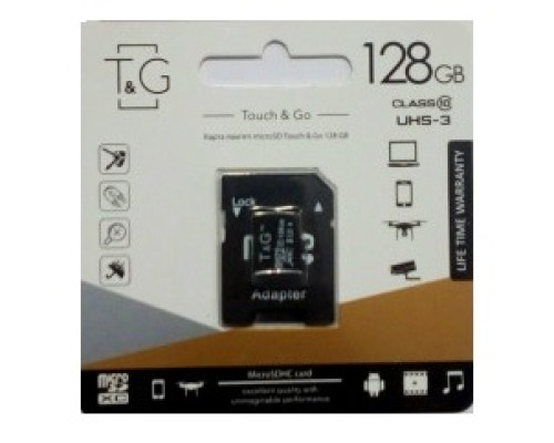 Карта пам'яті micro SDHC 128GB T&G (class10) (UHS-3) (з адаптером)