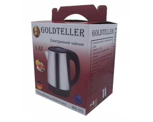 Електричний чайник Goldteller MG-03 BLACK(метал) (220V, 50HZ 1500W, 1.8L)
