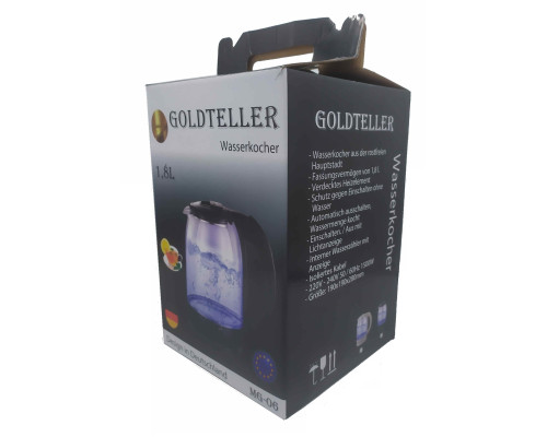 Електричний чайник Goldteller MG-06 BLACK (скло) (220V, 50HZ 1500W, 1.8L)