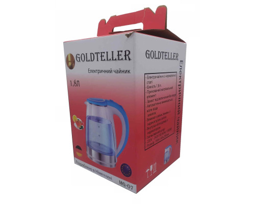 Електричний чайник Goldteller MG-07 BLUE (скло) (220V, 50HZ 1500W, 1.8L)