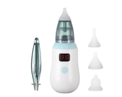 Аспіратор дитячий акумуляторний 2-в-1 BABY NOSE з LED-дисплеєм та регулятором потужності (MA-20)