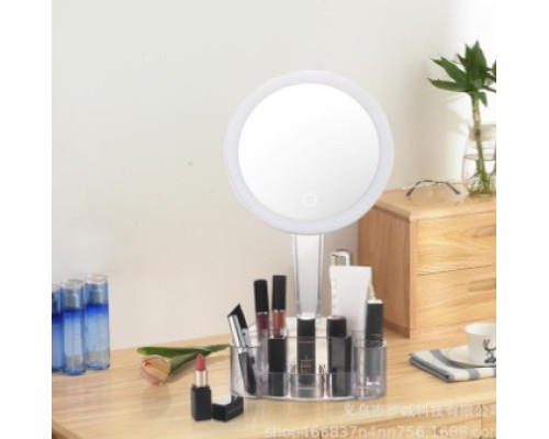 Дзеркало з LED підсвічуванням кругле XH-086 26LED 90° 150 мм з органайзером (WO-14)