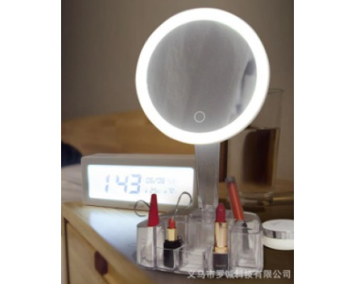 Дзеркало з LED підсвічуванням кругле XH-086 26LED 90° 150 мм з органайзером (WO-14)