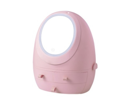 Органайзер для косметики з дзеркалом LED (Рожевий) (W-2)