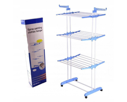 Сушарка для білизни Garment Rack With Wheels 3 яруси (Сірий, синя, рожева) (TW-116)