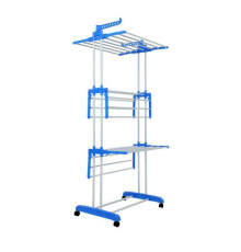 Сушарка для білизни Garment Rack With Wheels 3 яруси (Сірий, синя, рожева) (TW-116)