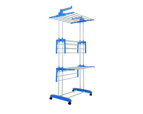 Сушарка для білизни Garment Rack With Wheels 3 яруси (Сірий, синя, рожева) (TW-116)