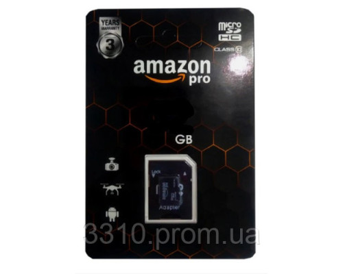 Карта пам'яті micro SDHC 8GB Amazon pro (class 10) (З АДАПТЕРОМ)