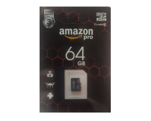 Карта пам'яті micro SDHC 64GB Amazon pro (class 10) (БЕЗ АДАПТЕРА)