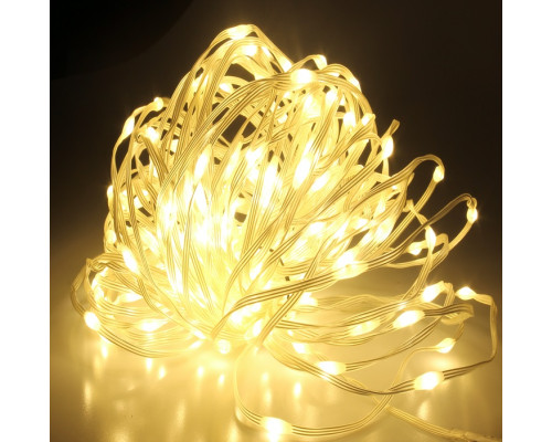 Гірлянда RD-215 діод 500Led 50м, 8 реж. IP44 для дому чи вулиці, Провід у силіконі прозорий, Колір ламп-Теплий