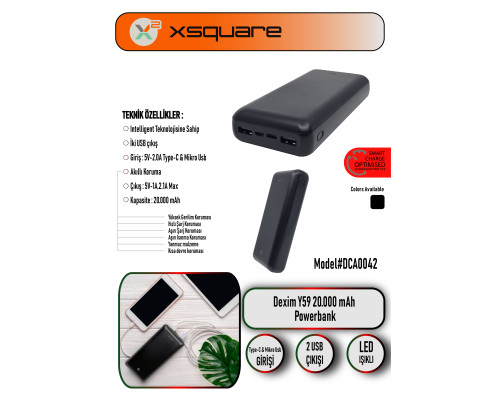 Power Bank 20000 mAh Dexim X2 DCA0042 (Y59)