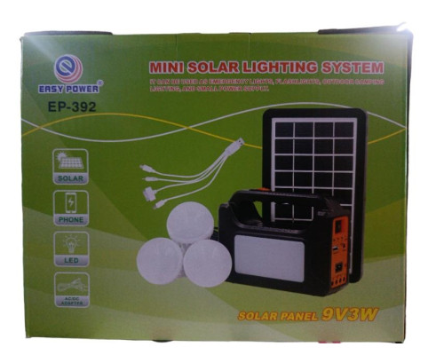 Ліхтар EP-392 Power Bank-USB із сонячною панеллю 9V 3W+лампочки 3шт