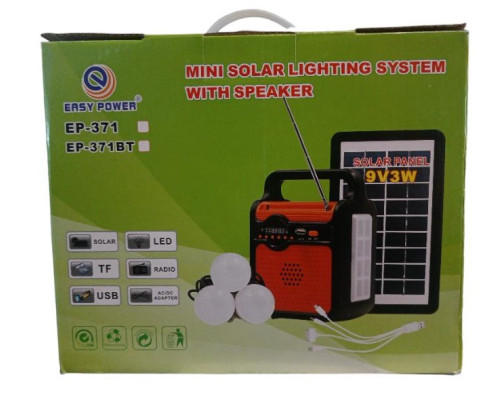 Ліхтар EP-371BT Power Bank-радіо-блютуз із сонячною панеллю 9V 3W+лампочки 3шт